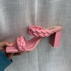 Dolce Vita Paily Pink Square Toe Braided Block Heel Sandals size 7